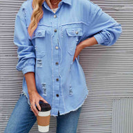 WW | Zerrissene Rohsaum-Denimjacke