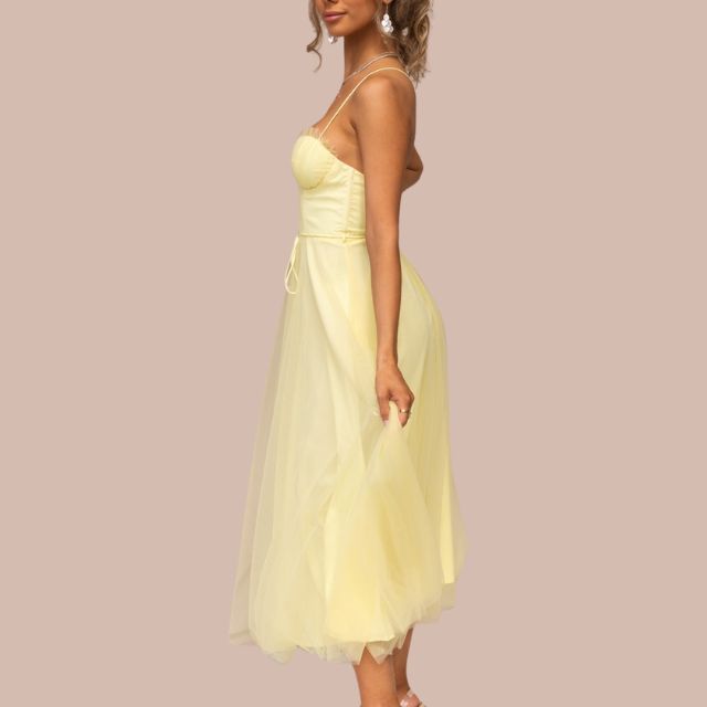 WW | Spaghetti-Träger-Tüll-Midikleid