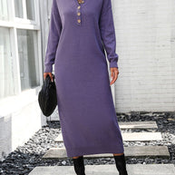 WW | Schicker Herbst Sweatkleid mit Knopfdetail für Frauen