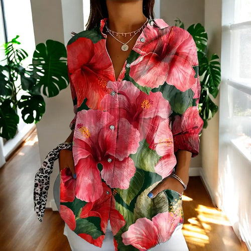 WW | Lebhafte Bluse mit Blumenknöpfen für Damen