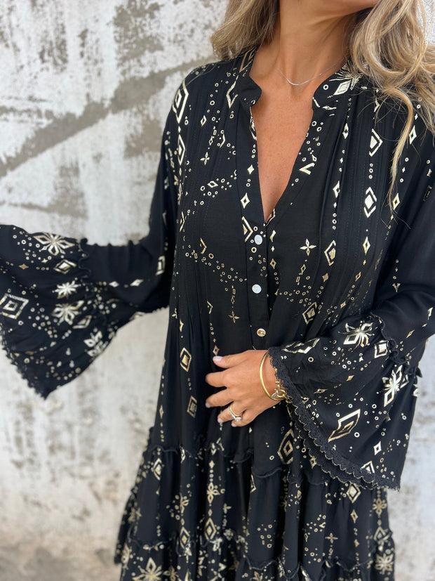 WW | Boho Metallic Hemdkleid