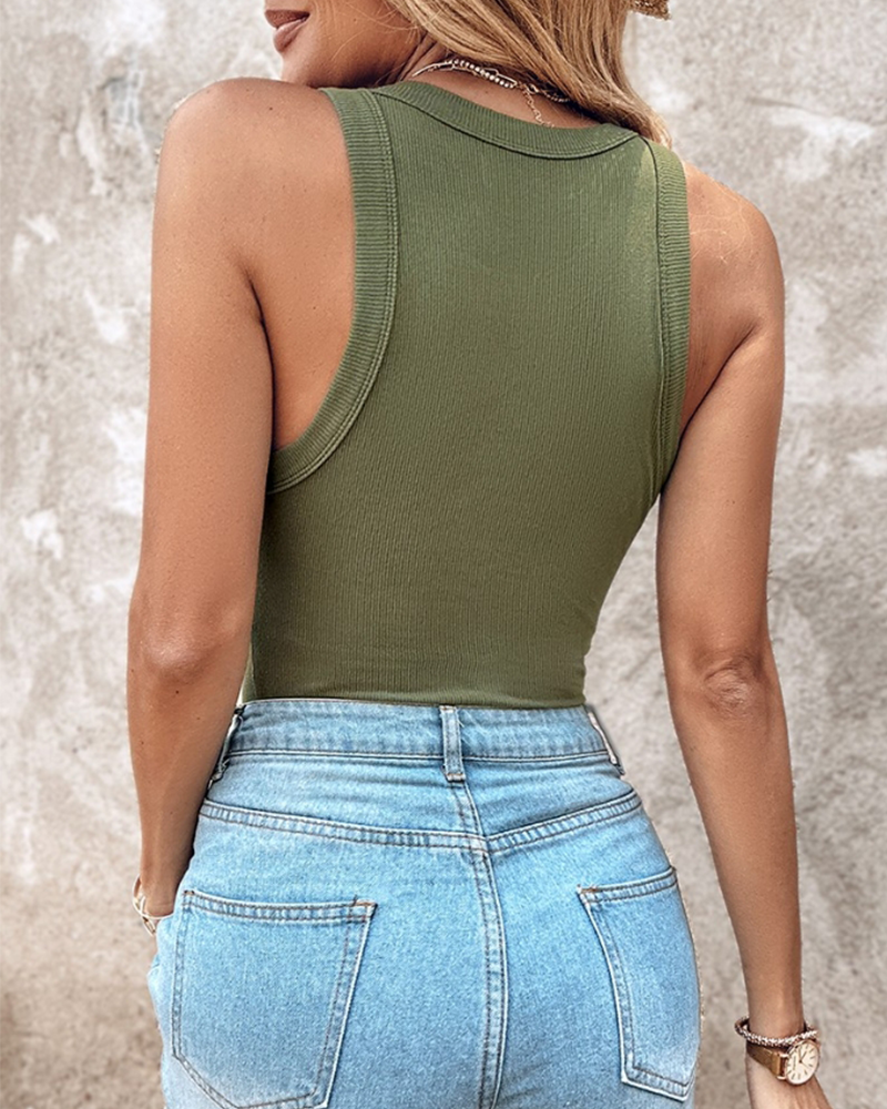 WW | Tanktop Eingebauter Bh Gerippter Rundhals