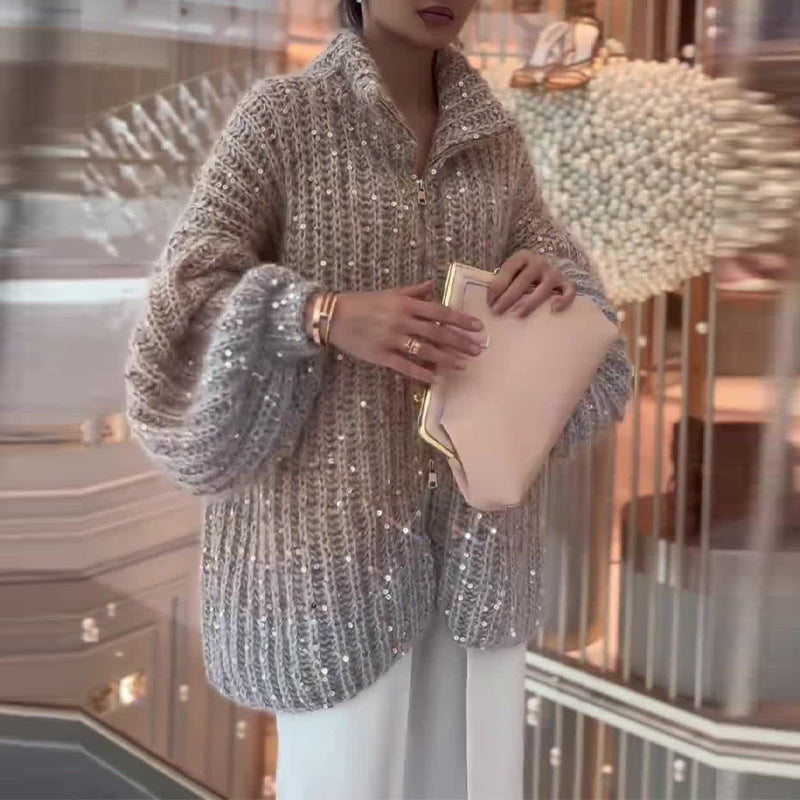 WW | Der Elegante, Schimmernde Seiden Strickjacke