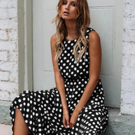 WW | Schwarzes Polka Dot Midikleid Für Einen Retro Chic Look
