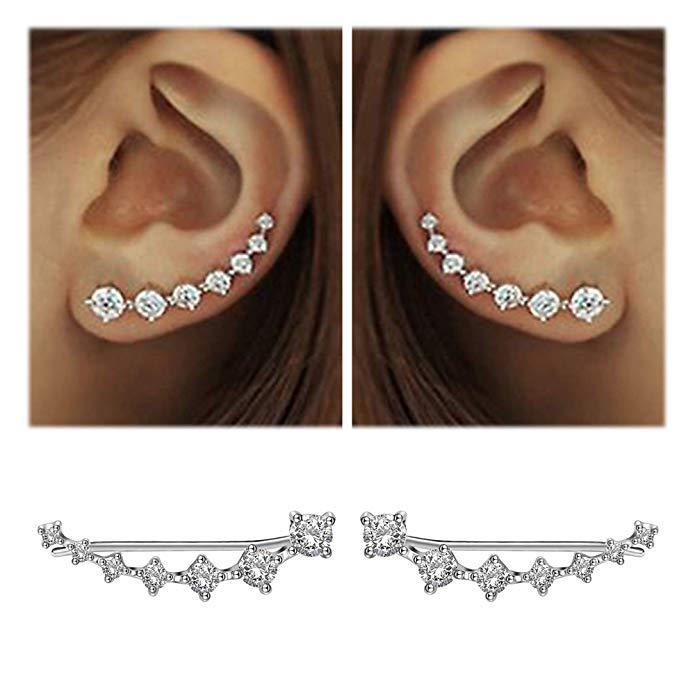 W&W Mode | Glamour Glänzender Zirkon 925 Sterling Silber Ohrring