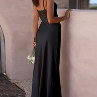 WW | Satinierte Spaghettiträgerkleid mit Schlitz für Damen