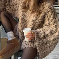 WW | Rosiedress Rundhals Übergroße Zopfmuster Pullover