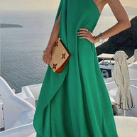 WW | Drapiertes Maxikleid mit einem Schulter für Damen