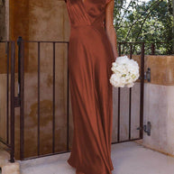 WW | Satin Fishtail Maxi Kleid mit V-Ausschnitt für Damen