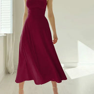 WW - Elegantes ärmelloses A-Linien-Midikleid – Zeitloser Chic | Fit-and-Flare Midikleid – Perfekt für jeden Anlass