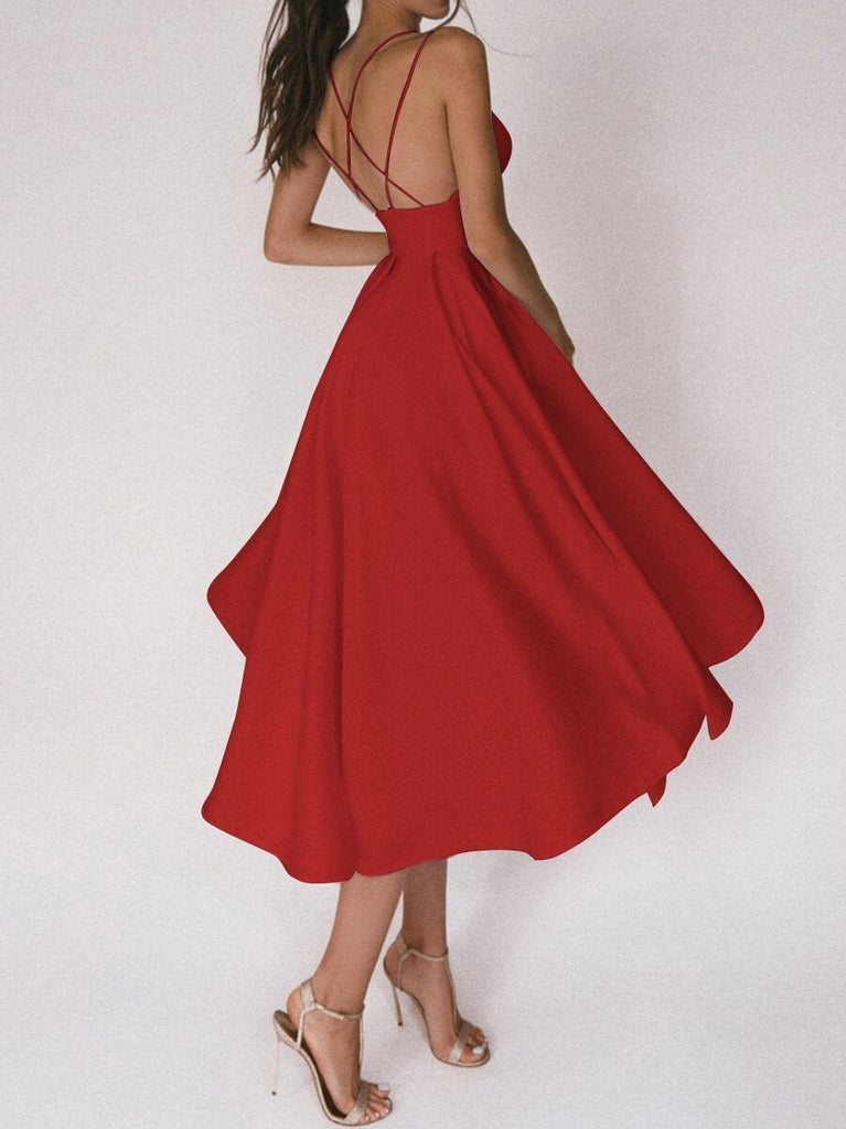 WW | Elegantes Hochzeitskleid für Damen Trägerdesign & V-Ausschnitt