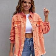 WW - Zerrissenes Oversized Jeansjacke