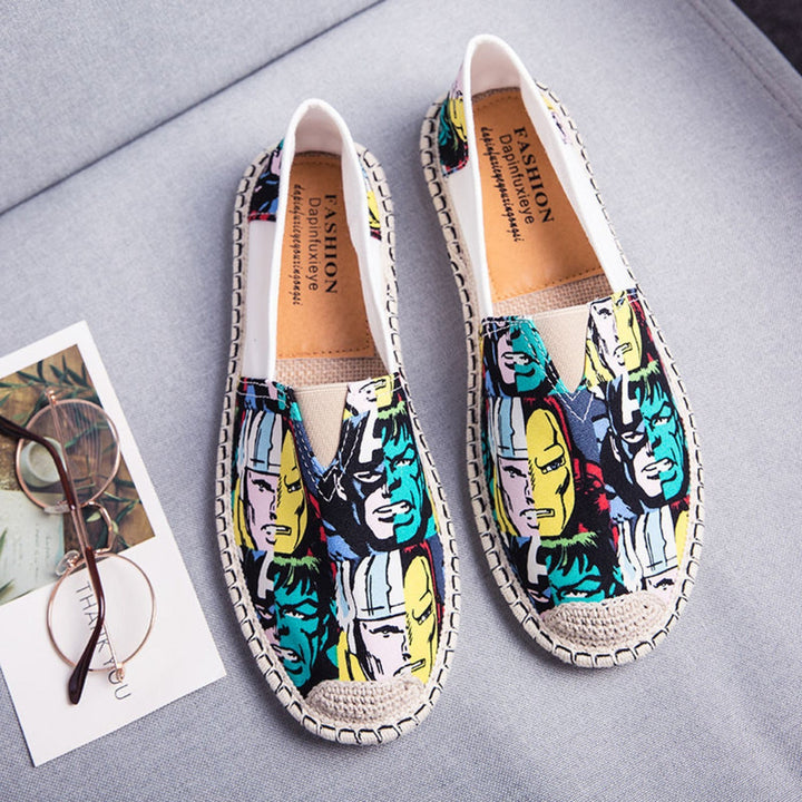 W&W Mode | Atmungsaktive Canvas Espadrilles Mit Grafischem Druck