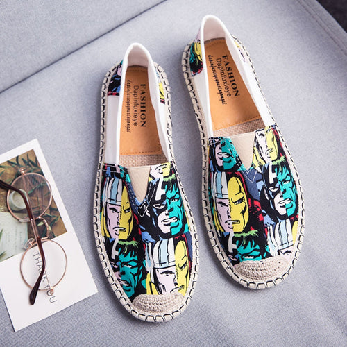 W&W Mode | Atmungsaktive Canvas Espadrilles Mit Grafischem Druck
