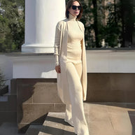 WW | Damen Luxus 3 Teiliges Strick Co Ord Satz Weich & Dehnbar