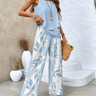 WW | Stilvolles Blumenmuster Top und Hosen Set