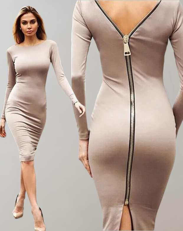 WW - Langärmliges Kleid mit Rückenreißverschluss