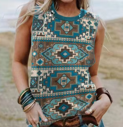 WW | Geometrie 3d Druck Western Ethnic Style Tanktops