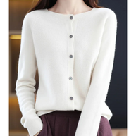 WW | Damen-Strickjacke Mit O-Ausschnitt Aus 100 % Reiner Merinowolle, Kaschmirpullover