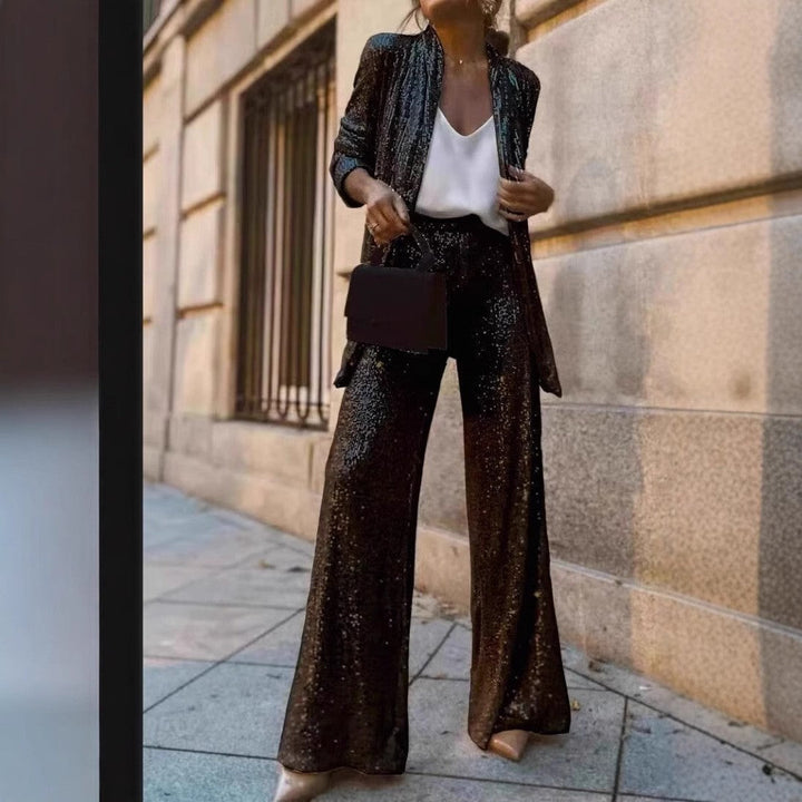 W&W Mode | Trendiges Design - High-Waist-Paillettenanzug