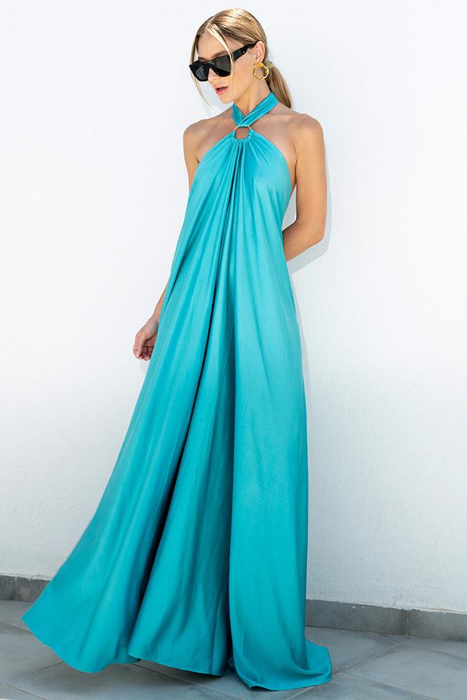 W&W Mode | Satin Halter Neck Maxi Dress für Frauen