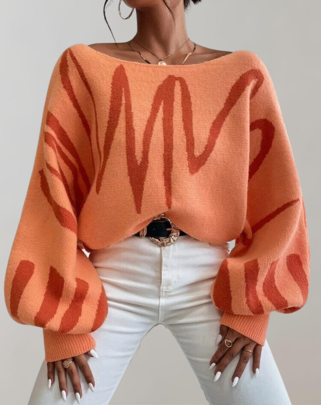 W&W Mode - Print Laternenärmel Off-Shoulder