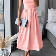 WW | Spaghetti-Träger A-Linie Midi Kleid