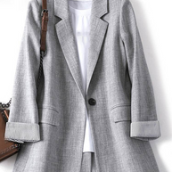 WW | Langer Damen Blazer mit Gestreiftem Futter und Aufgeschlagenen Manschetten