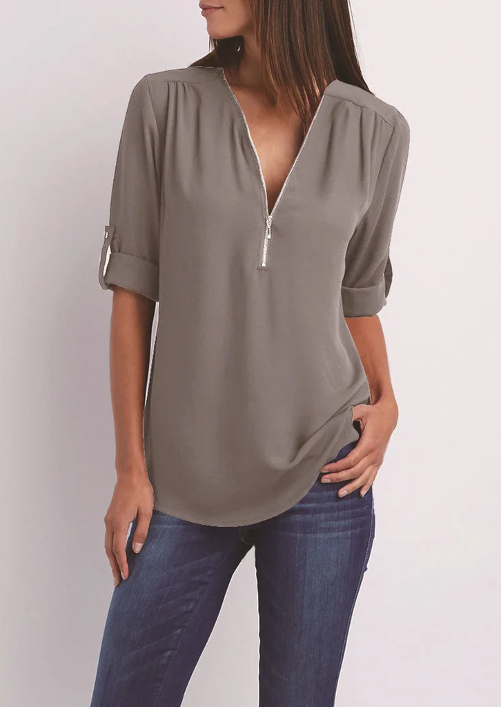 WW | Chiffonbluse mit Reißverschluss