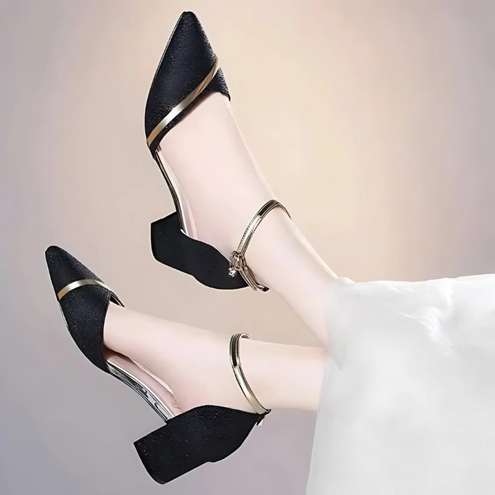 W&W Mode | Elegante Damen Schuhe Blockabsatz Mit Riemchen