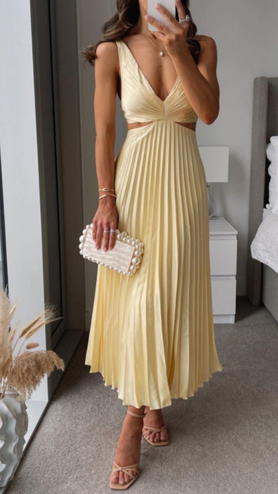 WW | Gefaltetes ausgeschnittenes Midi-Kleid für Damen
