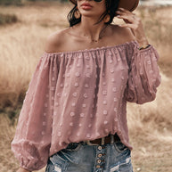 WW | Off Shoulder Laterne Langärmeliges Rüschentop