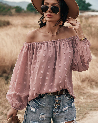 WW | Off Shoulder Laterne Langärmeliges Rüschentop