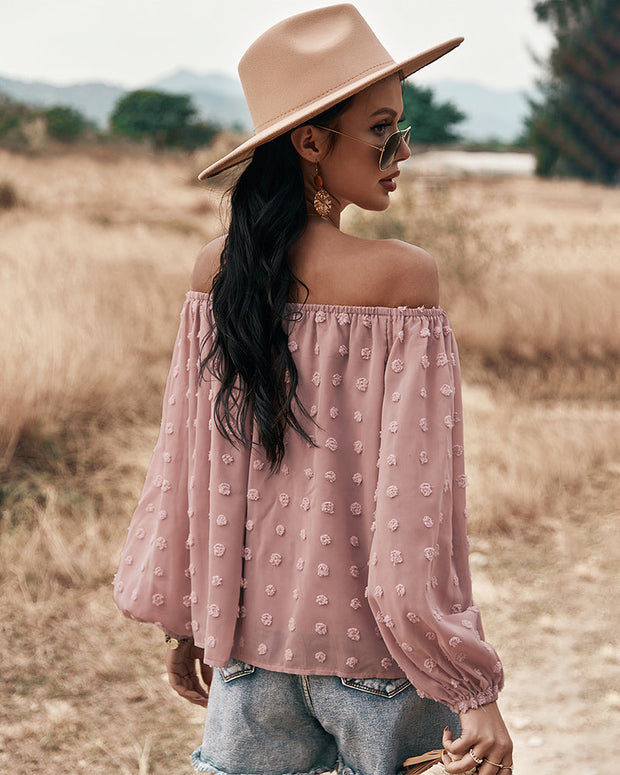 WW | Off Shoulder Laterne Langärmeliges Rüschentop