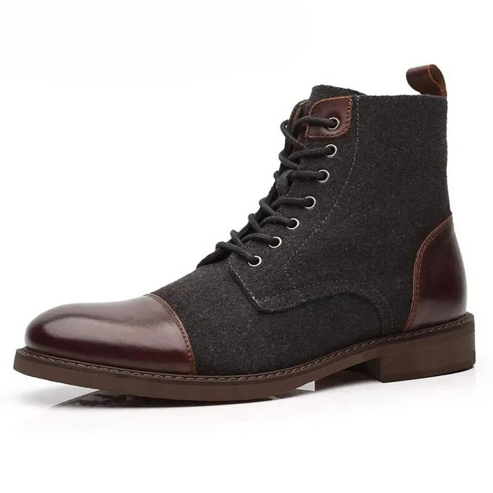 W&W Mode | Stylische Herrenschuhe Stiefel Mit Leder Und Stoffeinsatz