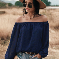 WW | Off Shoulder Laterne Langärmeliges Rüschentop