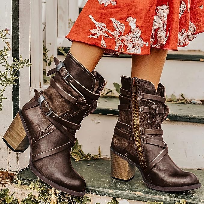 Eudex - Stylische Lederstiefel Retro-Look