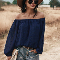 WW | Off Shoulder Laterne Langärmeliges Rüschentop