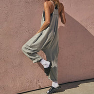 WW | Locker Weites Bein Ärmelloser Jumpsuit Für Damen