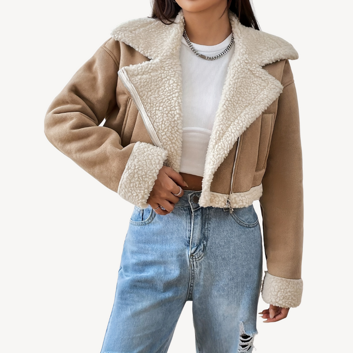 W&W Mode | Damen Kunstfell Wildlederjacke