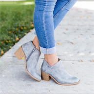 WW | Hoher Absatz Knöchel Stiefel mit Seitenreißverschluss