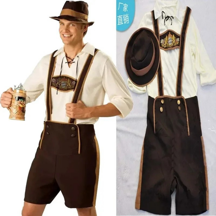 W&W Mode | Lederhosen Duo Satz Für Herren Mit Hemd Bayerische Festbekleidung