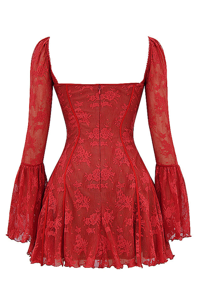 Sexy Mini-Cocktailkleid mit Corsagen-Oberteil & langen Ärmeln – Partykleid & Abendkleid