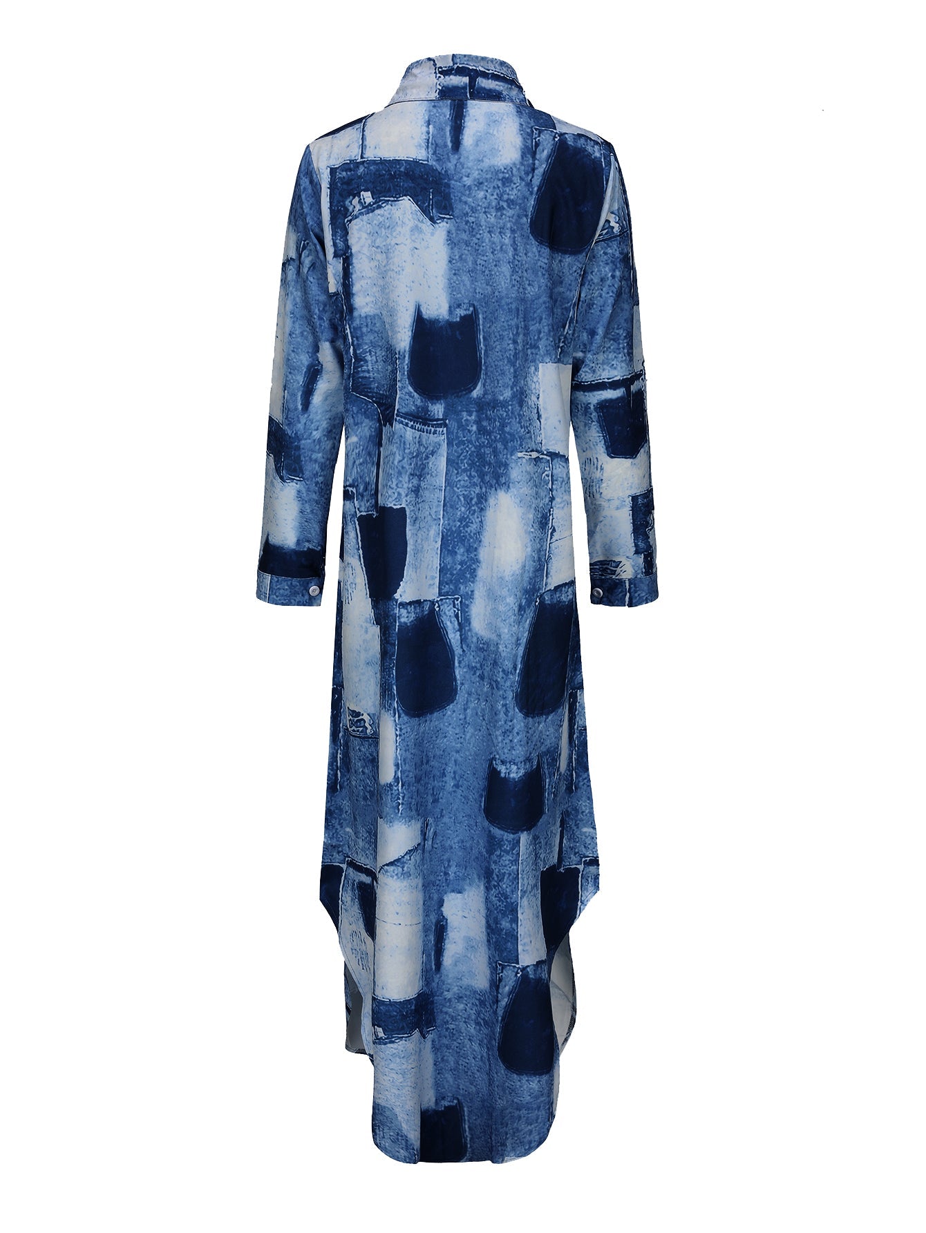 WW | Damen Casual Midi Hemdkleid in Blau