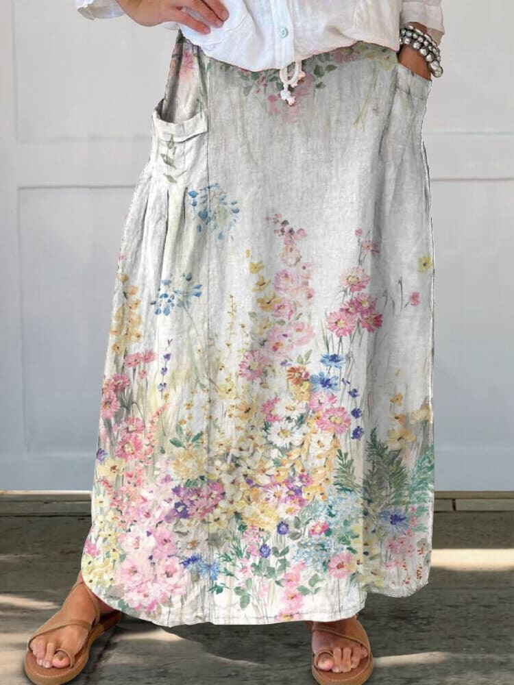 WW | Blumenmuster Rock Mit Tasche