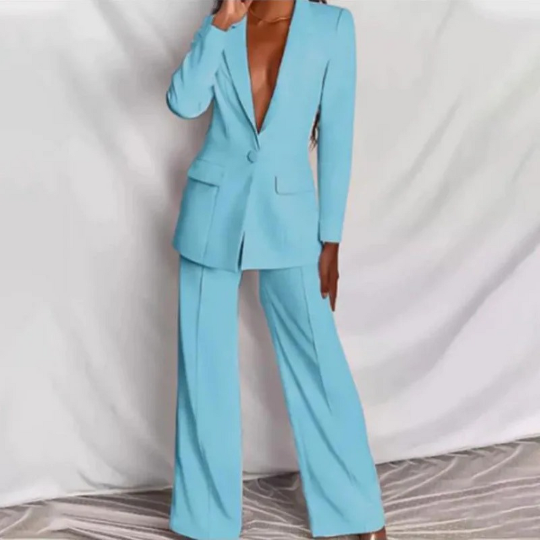 W&W Mode | Langärmeliges Blazer Hosen Satz Für Frauen