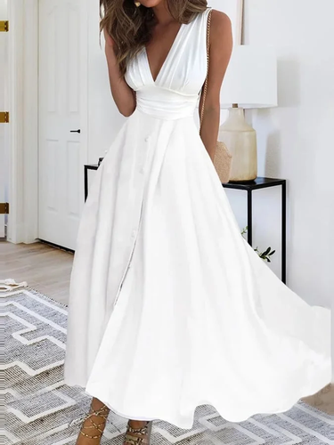 W&W Mode | Elegantes Langes Bankettkleid mit Überkreuztem V-Ausschnitt