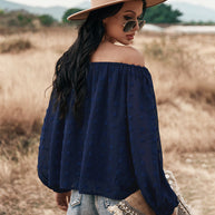 WW | Off Shoulder Laterne Langärmeliges Rüschentop