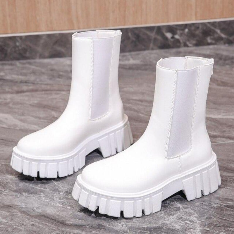 W&W Mode | Damen Stiefel Modische Plateaustiefel Mit Slip on Design, Alltagstauglich