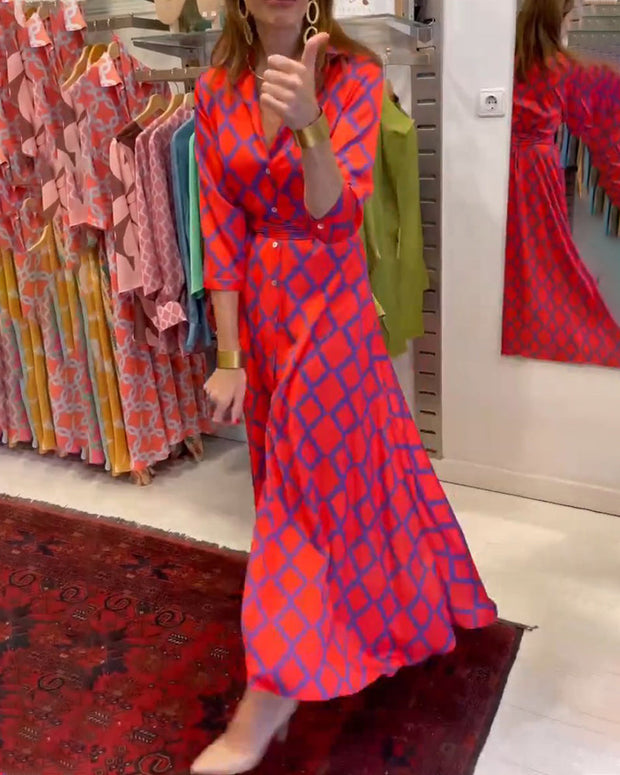 WW | Hemdkleid mit V-Ausschnitt und 3/4 Ärmeln